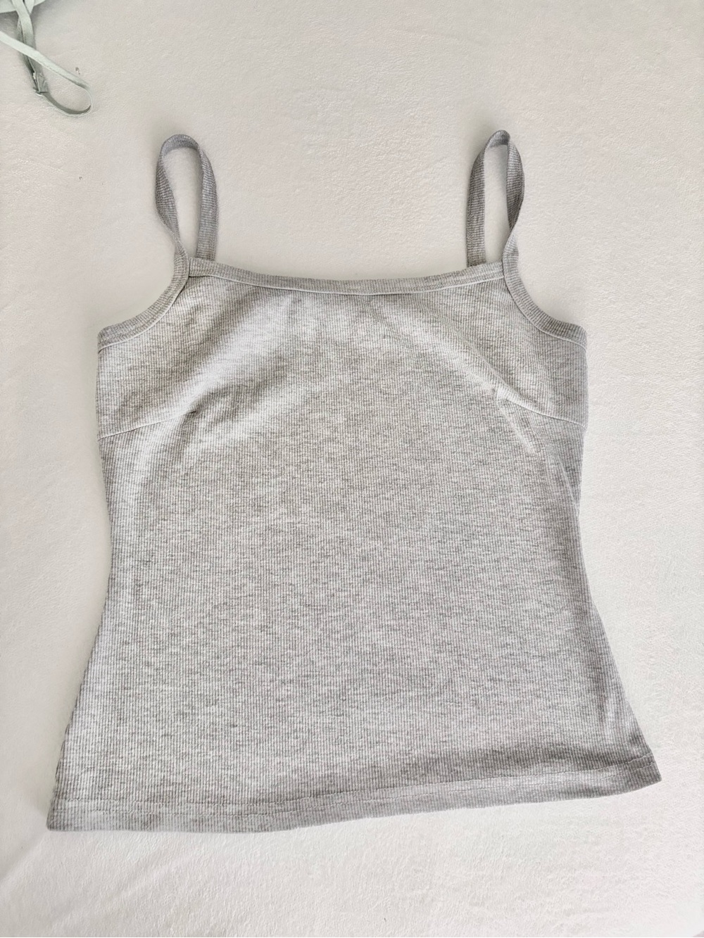 Women's Grey Ribbed Camisole with Thin Straps